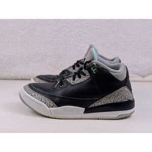 Jordan 3 Retro Green Glow Black Wolf Grey Kids Sneakers DM0966-031 Size 3Y